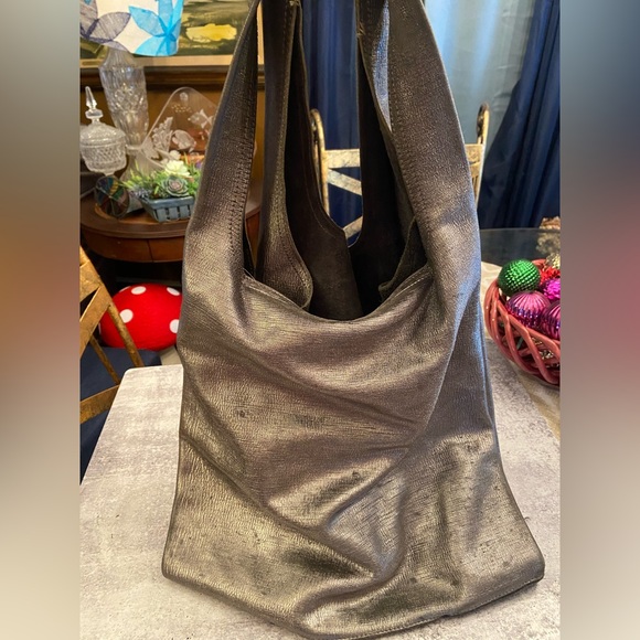 Authentic Alexander Wang Metallic Silver Leather Slouchy Sling Tote Bag - Picture 4 of 11